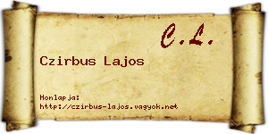 Czirbus Lajos névjegykártya